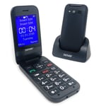 Denver BAS-24200M Big Button Elderly Senior Easy To Use Unlocked Mobile Phone – Easy Answer, Dual Sim, Clamshell with 2.4” Colour Screen, Bluetooth, SOS, Torch & Camera