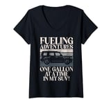 Womens Fueling Adventures at a Time in my SUV Big Car V-Neck T-Shirt