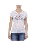 Andrew Charles By Andy Hilfiger Womens T-shirt Short Sleeves V-Neck White ALEXA - Size X-Small