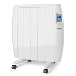 Taurus Tallin 900 - Radiateur électrique à inertie 900W, 5 éléments, technologie sèche, Programmable, Température jusqu'à 35 ° C, Confortable et économique, Roues et support mural, Blanc