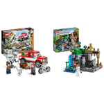 LEGO 76946 Jurassic World Blue and Beta Velociraptor Capture with Truck and 2 Dinosaur Toys & 21189 Minecraft The Skeleton Dungeon Set, Construction Toy for Kids with Cave