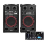 Pair SPB-10" Active Powered Party Speakers Vexus Bluetooth MP3 SD USB Mixer 600W