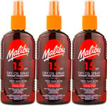 Malibu Dry Oil Spray SPF15 200ml | Sunscreen | Beach Essential | Skincare X 3