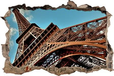 pixxp Rint 3D WD s2324 _ 92 x 62 géant Tour Eiffel à Paris percée 3D Sticker Mural Mural en Vinyle, Multicolore, 92 x 62 x 0,02 cm