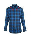 Givenchy Mens Blue Check Star Detail Shirt Cotton - Size Medium
