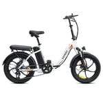 FAFREES F20 Elcykel, 20 Tum, Fällbart Ram, 7 Växlar, Avtagbart Batteri 15AH - Vit