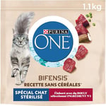 PURINA ONE Bifensis Sans Céréales | Croquettes au Bœuf pour Chats Adultes | Sac de 1,1 kg