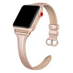 PARMPH Leather Band Compatible for iWatch 38mm 40mm 41mm, Slim Thin Dressy Elegant Genuine Leather Strap Compatible iWatch Series 7 6 5 4 3 2 1 SE Sport & Edition Women, Rose Gold
