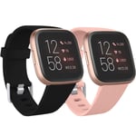 Ouwegaga Compatible with Fitbit Versa Strap/Fitbit Versa 2 Strap, Soft Silicone Sport Replacement Straps for Fitbit Versa 2/Fitbit Versa/Versa Lite/Versa SE, Large Black/Pink