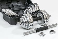 Limepeaks Fitness 30kg Chrome Dumbbell Set with Spin lock - Adjustable Dumbbell Weights for Home Bodybuilding (Pack of 2)