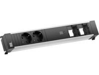 Bachmann Power Frame Alu Stor Uttagslist 2Xskyddande Kontaktuttag 1X Usb-C Laddare 60W 2Xanpassade Moduler Tom Ström 0,2M H05vv-F 3G1,5Mm² Med Gst18-Kontakt Med Logotyp Förpackad I Låda (916.508)
