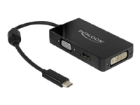 Delock - Extern videoadapter - USB-C - DVI, HDMI, VGA - svart