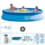 Intex Pyöreä puhallettava Easy Set uima-allas - 366 x 76 cm - Sininen - Sisältää pumpun Peite - Huoltopaketti - Suodattimet - Puhdistussarja Tarvikke