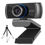Webcam with Microphone, HD 1080P Webcam with Tripod Streaming for OBS/Zoom/YouTube/Skype, 100 Degrees Wide Angle Videoconferencing Computer Camera for Desktop/Laptop Compatible for Mac/Windows