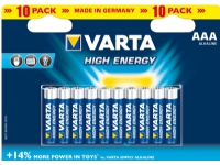 Varta HIGH ENERGY AAA, Engångsbatteri, AAA, Alkalisk, 1,5 V, 10 styck, 11,4 g