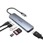 YLSCI Hub USB C avec 4K HDMI, 6 en 1 Adaptateur USB C (HDMI, 3 * USB 3.0, SD/TF 3.0) Compatible avec Laptop/PC/iPad/Surface/Autres Dispositifs de Type C