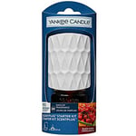 Yankee Candle ScentPlug Starter Kit, Black Cherry Plug In Air Freshener, Up to 30 Days of Fragrance, White Organic Pattern, UK 3 pin plug