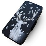 Toasted Merch Samsung S20 FE Pure White Stag | Printed Art Faux Leather Flip Phone Case Cover