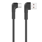 Maxlife USB-A til USB-C Vinklet Kabel 15W - 1m - Svart
