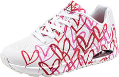 Skechers Women's UNO Spread The Love Sneaker, White W Red and Pink Heart Print Durabuck/M, 6.5 UK