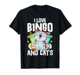 I Love Bingo And Cats Funny Bingo Player Cat Lover Women T-Shirt