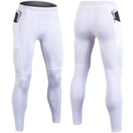 Exercise Mens Running Tights Compression Yoga Pants Fitness Leggings Workout Basketball Training Sportswear Trousers-White_Asian_Size_Xl