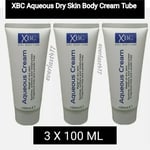 XBC Aqueous Dry Skin Body Cream Tube, Fragrance free and Lanolin free  3 X 100ml