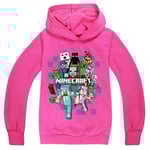 Barnens tecknade spel Hoodie Casual Långärmad Huvtröja Minecraft Grafisk Tröja för 5-12 år pojkar flickor-Xin Rose Red 5-6Years