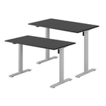 Höj- & sänkbart elskrivbord, grått stativ, svart bordsskiva, 120x60 cm
