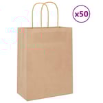 Papperspåsar 50 st med handtag brun 21x11x28 cm