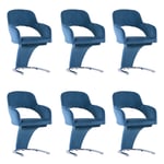 vidaXL 3056589 Dining Chairs 6 pcs Blue Velvet (3x287775)