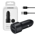 Original Samsung Galaxy S21 S22 S23 Ultra Plus Dual USB Port 15W Car Charger NEW