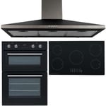 SIA 60cm Electric Double Oven, 90cm 5 Zone Induction Hob & Chimney Cooker Hood