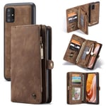 CaseMe Samsung Galaxy A71 Rymligt plånboksfodral med många kortfack, Brun