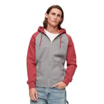 Superdry Men's Essential Zip Hoodie - Dark Grey Fleck / Berry Red Marl - S