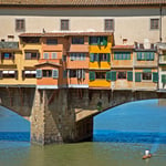 Ponte Vecchio - 40x40 cm Svart ram med passpartou