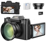 Digital Camera,3" 48MP Autofocus Compact Camera with Wide Angle Lens,Rechargeable FHD 4K Vlogging Camera with 16X Digital Zoom,Mini Photo Camera with 32GB Card