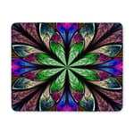 Multicolor Beautiful Fractal Flower in Stained Glass Window Style Rectangle Non Slip Rubber Mousepad, Gaming Mouse Pad Mouse Mat for Office Home Woman Man Employee Boss Work