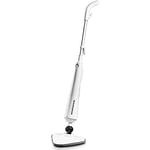 Ovente Heavy Duty Electric Steam Mop, Tile Cleaner Steamer, Hard Wood Floor Cleaning with two Microfiber Pads, Rotating Head, Refillable Water Tank, Great for Sanitizing Surfaces, White ST405W