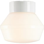 Tak- och vägglampa Classic vit, blank opal E27