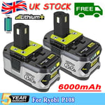 2X 18V 6 AH For Ryobi One+ Plus P108 Lithium-ion Battery RB18L50 P104 RB18L40 UK