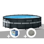 Intex - Kit piscine tubulaire Ultra xtr Frame ronde 5,49 x 1,32 m + Bâche à bulles + 20 kg de zéolite