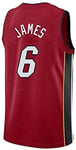 NBA Men's Basketball Jerseys - NBA Miami Heat # 6 LeBron James Basketball Fan Uniform Cool Breathable Fabric Vest T-shirt,Red,Small