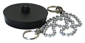 SOMATHERM FOR YOU - C107 - Bouchon PVC noir Ø40/45 Chaînette chomée de 300mm Bouchon pour évier livré avec 2 anneaux brisés