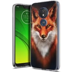 Yoedge Motorola Moto G7 Power Case, Clear Transparent Personalised Print Patterned Protective Case Ultra Slim Shockproof TPU Silicone Gel Cover for Motorola Moto G7 Power (Fox)