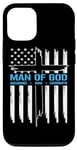 Coque pour iPhone 13 Pro Man Of God Croix Drapeau Américain Jésus Chrétien