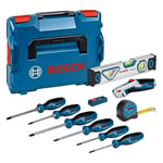 Bosch Professional 13 Pieces Handtools Kit (incl. 6X Screwdrivers, 1x Tape Measure 5m, 1x Level 25cm, 1x Knife, 10x Spare Blades, in L-BOXX)