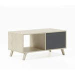 Table Basse de Salon - 45 x 92 x 50 cm - Finition Chêne/Gris - multicolore - Skraut Home