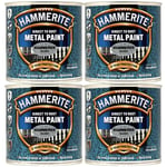 4x Hammerite Direct To Rust Hammered Silver Quick Drying Metal Paint 250ml