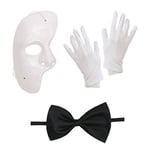 Robelli Phantom of the Opera Halloween Fancy Dress Set (Mask, Gloves, Dickie Bow)